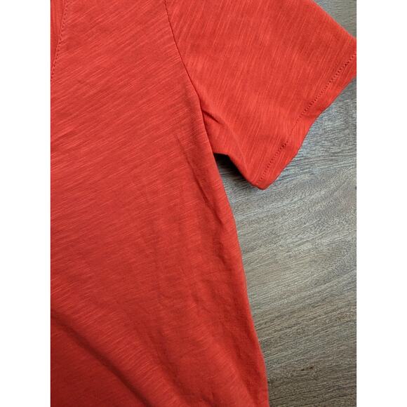 Sezane Malcolm Tee Shirt Womens Size 2XS Orange Short Sleeve V-Neck Pullover - Picture 3 of 6